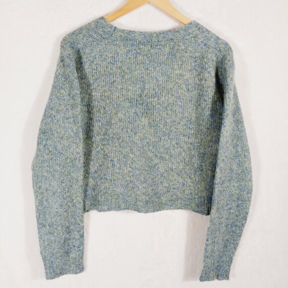 TAHARI, Cropped Button Cardigan, Medium, Soft, Lightweight, Blue/Green Mix - Picture 4 of 16